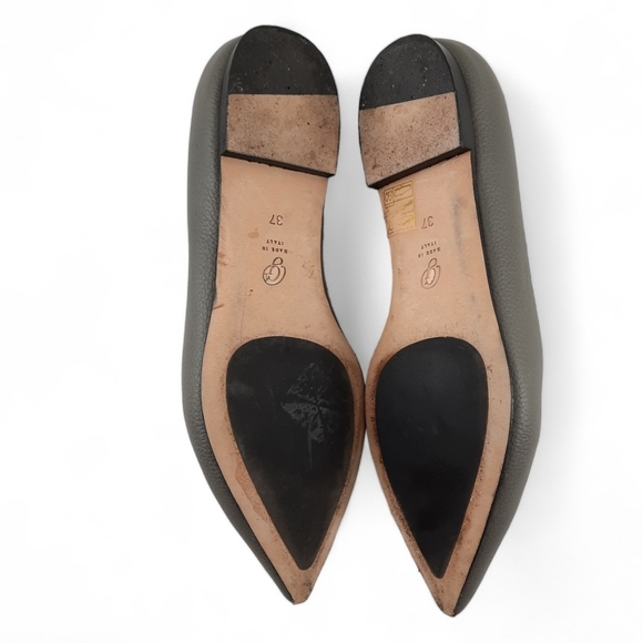 M. GEMI Italy Pointed Pebble Leather Gray Flats Slip On Loafers Flats 37 7 - Picture 12 of 14